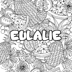 Coloriage prénom EULALIE - décor Mandala fruits