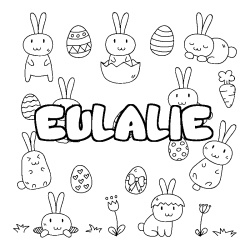 Coloriage pr&eacute;nom EULALIE - d&eacute;cor Paques