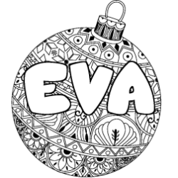 Coloriage prénom EVA - décor Boule de Noël