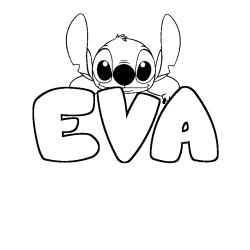 Coloriage prénom EVA - décor Stitch