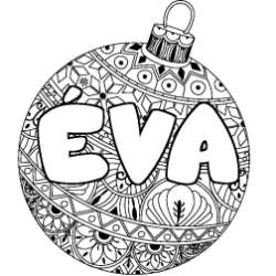 Coloriage prénom ÉVA - décor Boule de Noël