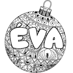 Coloriage pr&eacute;nom &Eacute;VA - d&eacute;cor Boule de No&euml;l
