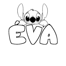 Coloriage prénom ÉVA - décor Stitch