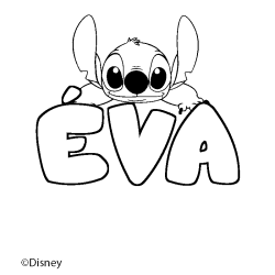 Coloriage pr&eacute;nom &Eacute;VA - d&eacute;cor Stitch