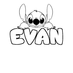 Coloriage prénom EVAN - décor Stitch
