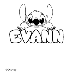 Coloriage pr&eacute;nom EVANN - d&eacute;cor Stitch