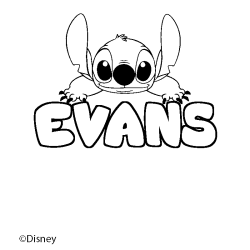 Coloriage pr&eacute;nom EVANS - d&eacute;cor Stitch