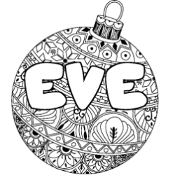 Coloriage prénom EVE - décor Boule de Noël