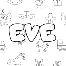 Coloriage EVE - d&eacute;cor Jouets