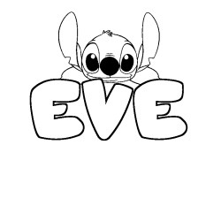 Coloriage prénom EVE - décor Stitch