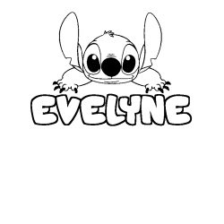 Coloriage prénom EVELYNE - décor Stitch