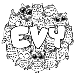 Coloriage EVY - d&eacute;cor Chouettes