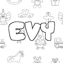 Coloriage EVY - d&eacute;cor Jouets