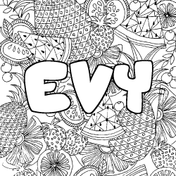 Coloriage EVY - d&eacute;cor Mandala fruits