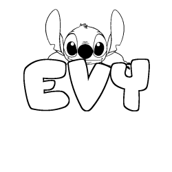 Coloriage prénom EVY - décor Stitch