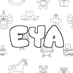 Coloriage prénom EYA - décor Jouets