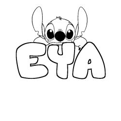 Coloriage prénom EYA - décor Stitch