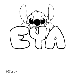 Coloriage pr&eacute;nom EYA - d&eacute;cor Stitch