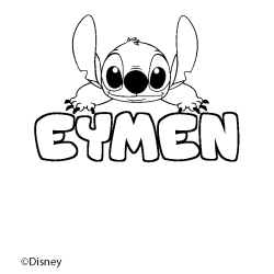 Coloriage pr&eacute;nom EYMEN - d&eacute;cor Stitch