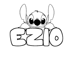 Coloriage prénom EZIO - décor Stitch