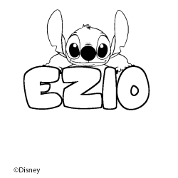 Coloriage pr&eacute;nom EZIO - d&eacute;cor Stitch