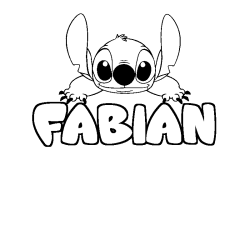 Coloriage prénom FABIAN - décor Stitch