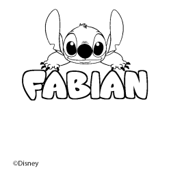 Coloriage pr&eacute;nom FABIAN - d&eacute;cor Stitch