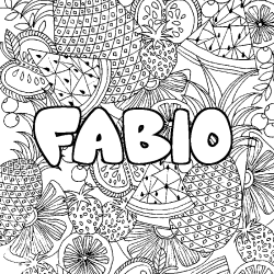 Coloriage pr&eacute;nom FABIO - d&eacute;cor Mandala fruits