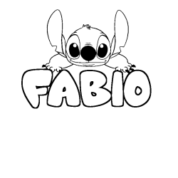 Coloriage prénom FABIO - décor Stitch