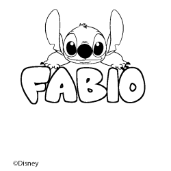 Coloriage pr&eacute;nom FABIO - d&eacute;cor Stitch