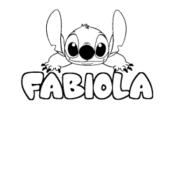 Coloriage prénom FABIOLA - décor Stitch