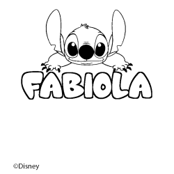 Coloriage pr&eacute;nom FABIOLA - d&eacute;cor Stitch