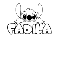 Coloriage prénom FADILA - décor Stitch