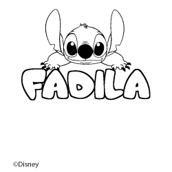 Coloriage pr&eacute;nom FADILA - d&eacute;cor Stitch
