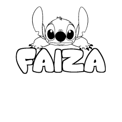 Coloriage prénom FAIZA - décor Stitch