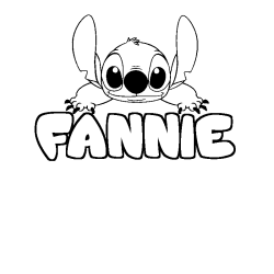 Coloriage prénom FANNIE - décor Stitch