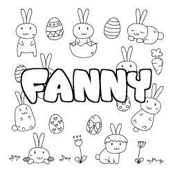 Coloriage prénom FANNY - décor Paques