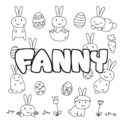 Coloriage pr&eacute;nom FANNY - d&eacute;cor Paques