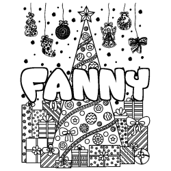 Coloriage FANNY - d&eacute;cor Sapin et Cadeaux
