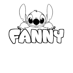Coloriage prénom FANNY - décor Stitch