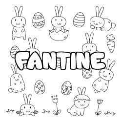 Coloriage pr&eacute;nom FANTINE - d&eacute;cor Paques