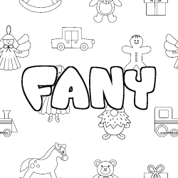 Coloriage prénom FANY - décor Jouets