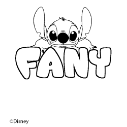Coloriage pr&eacute;nom FANY - d&eacute;cor Stitch