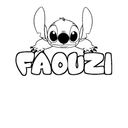 Coloriage prénom FAOUZI - décor Stitch