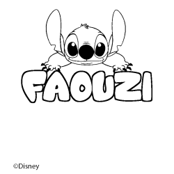 Coloriage pr&eacute;nom FAOUZI - d&eacute;cor Stitch