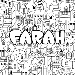 Coloriage prénom FARAH - décor Ville
