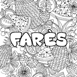 Coloriage pr&eacute;nom FAR&Egrave;S - d&eacute;cor Mandala fruits
