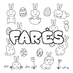 Coloriage pr&eacute;nom FAR&Egrave;S - d&eacute;cor Paques