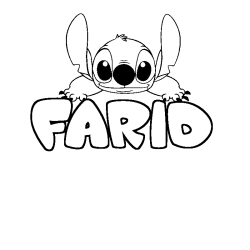 Coloriage prénom FARID - décor Stitch