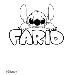 Coloriage pr&eacute;nom FARID - d&eacute;cor Stitch